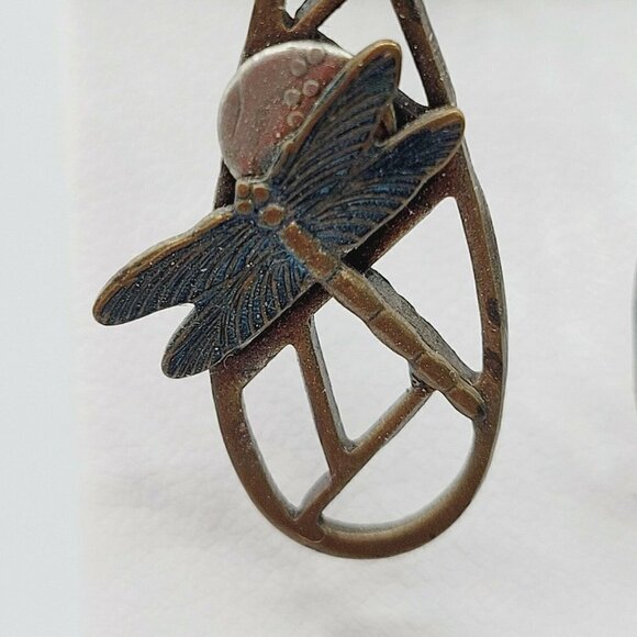 Artisan Made Dragonfly Earrings Drop Dangle Mixed Metals Native Style BOHO 2" - Picture 6 of 8